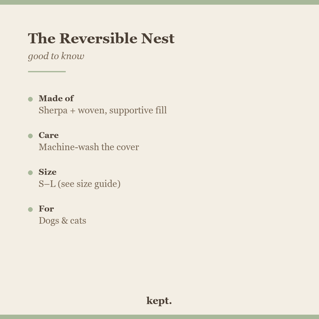 kept. reversible nest facts