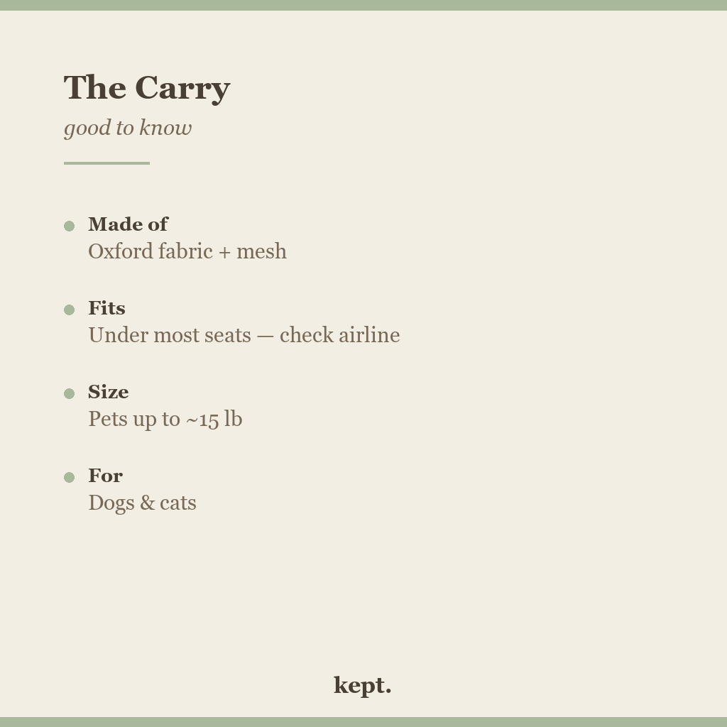kept. travel carrier facts