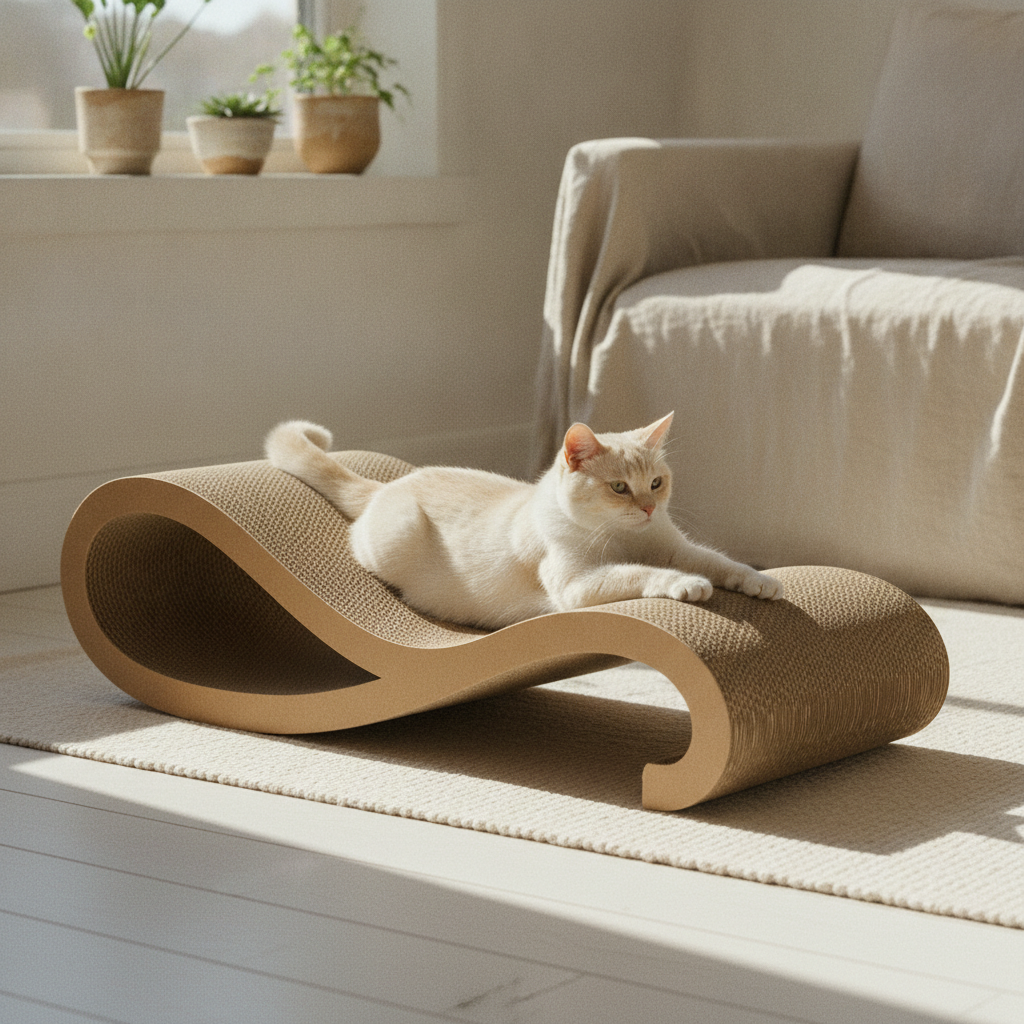 kept. cardboard scratcher in_use
