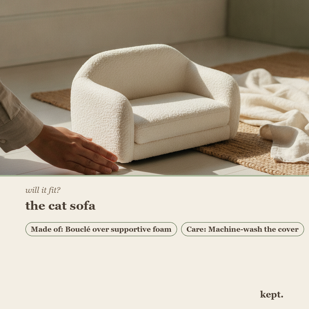 kept. cat sofa dimension card