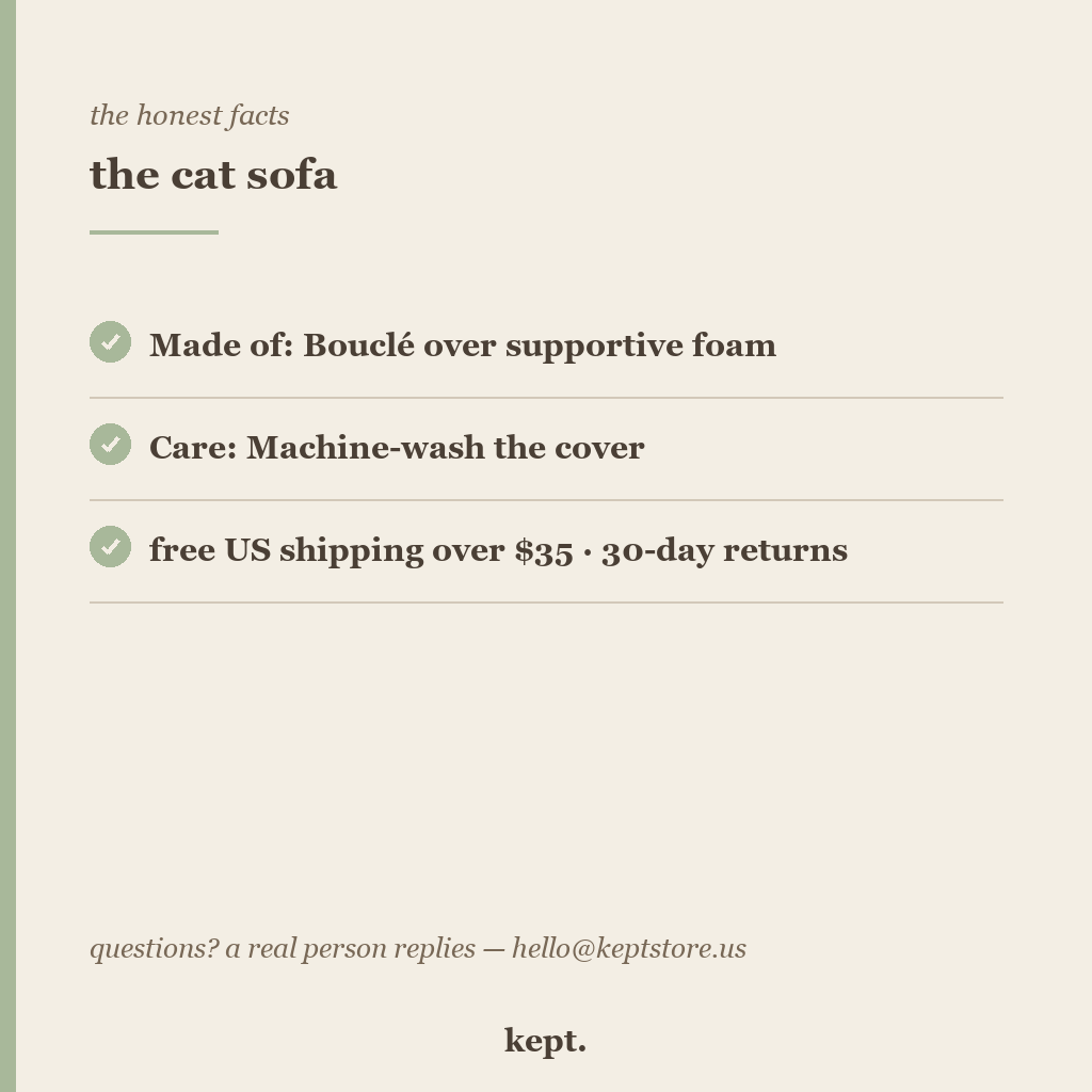 kept. cat sofa trust card