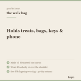 kept. crossbody walking bag objection card