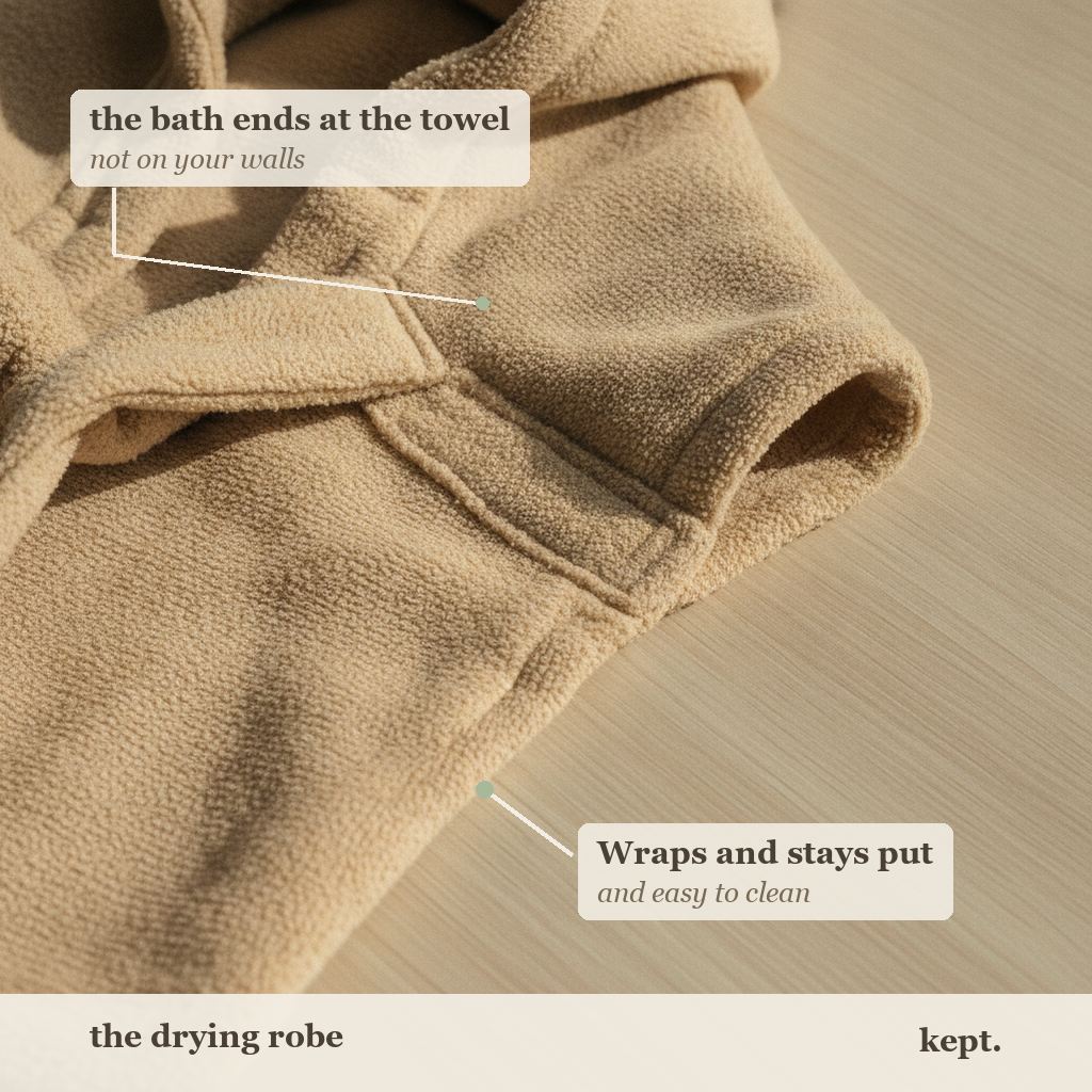 kept. drying robe callout card