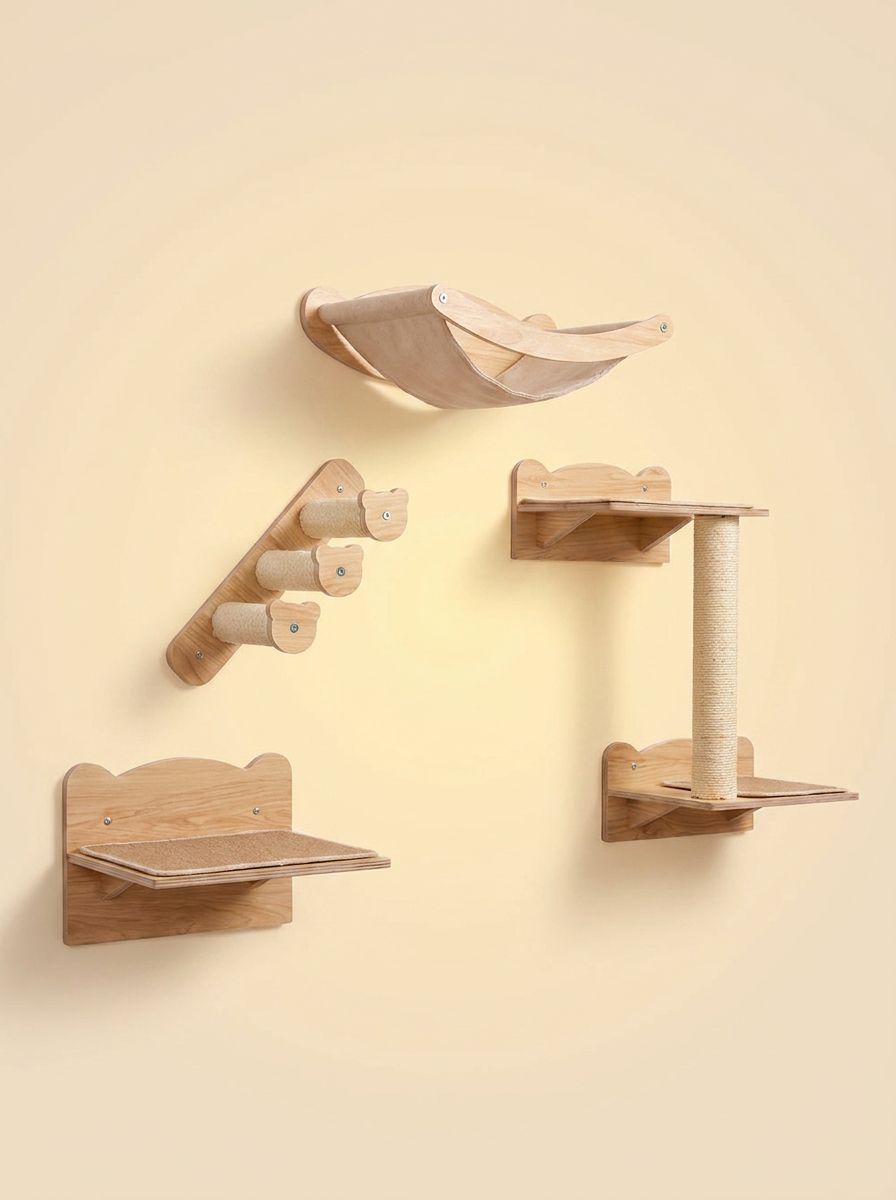 kept. The Skyline — 4-Piece Cat Wall Furniture Set with Hammock (Cats)