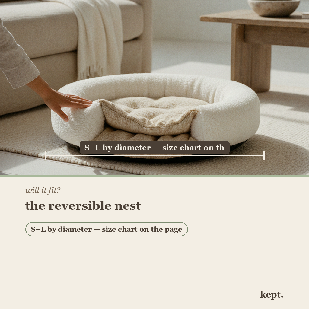 kept. reversible nest dimension card