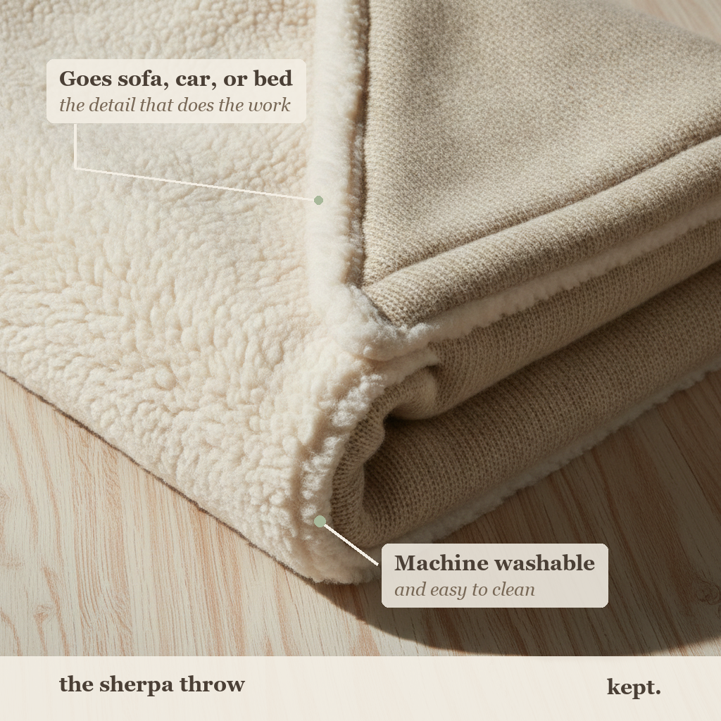 kept. sherpa throw callout card