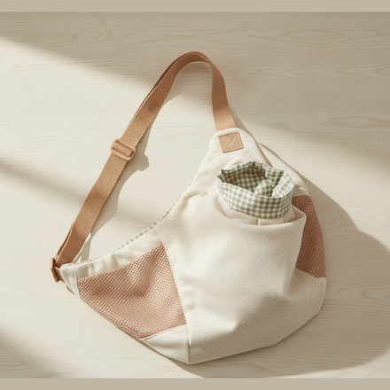 kept. Crossbody Pet Carrier Sling, Hands-Free Travel Bag for Small Dogs & Cats
