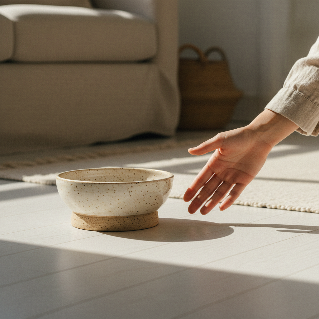 kept. speckled ceramic bowl scale