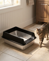 kept. The Vault — Stainless-Steel Semi-Enclosed Litter Box (Cats)