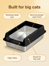 kept. The Vault — Stainless-Steel Semi-Enclosed Litter Box (Cats)