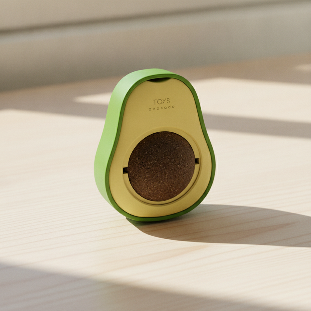 kept. The Pit avocado catnip toy, warm minimal hero