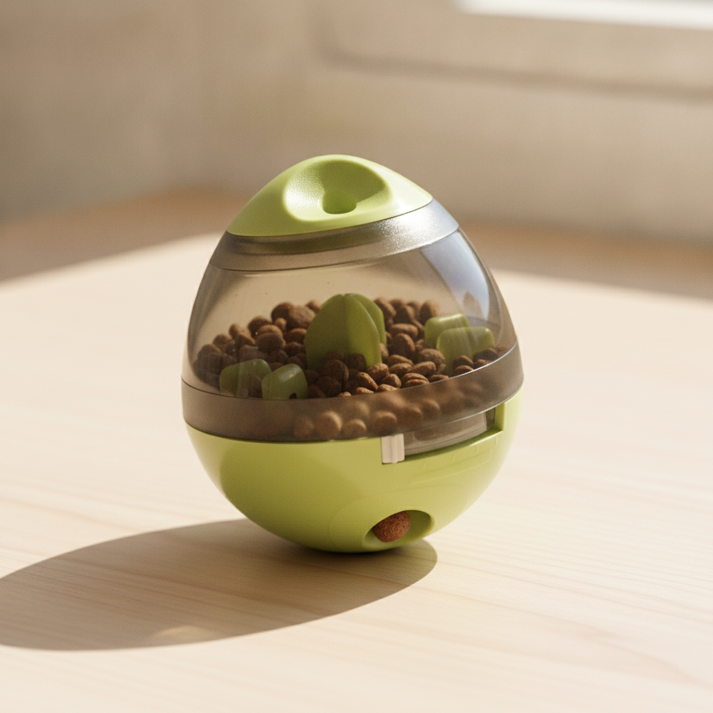 kept. The Wobble treat feeder, warm minimal hero