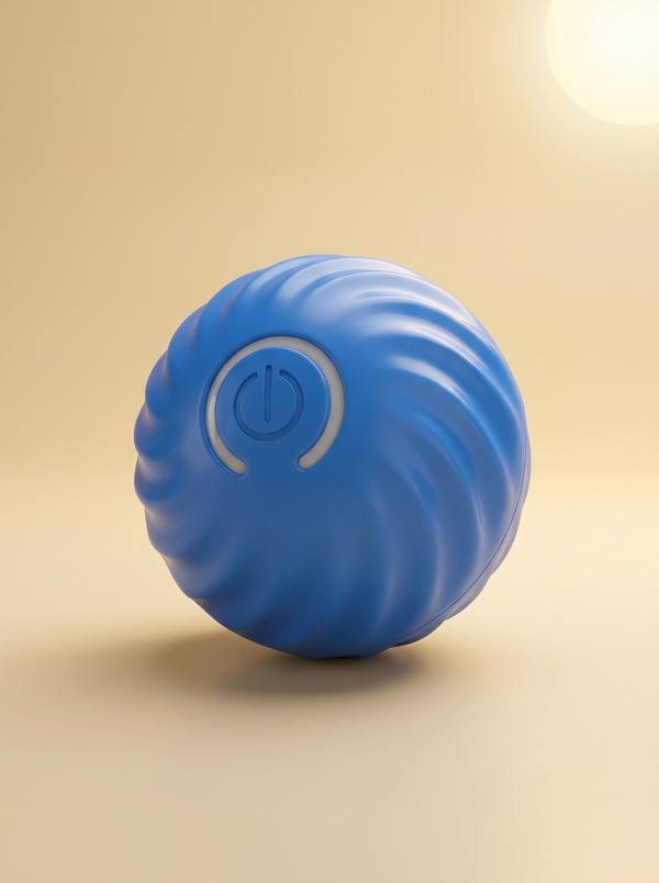 kept. The Roll motorized self-rolling dog ball, blue with power button