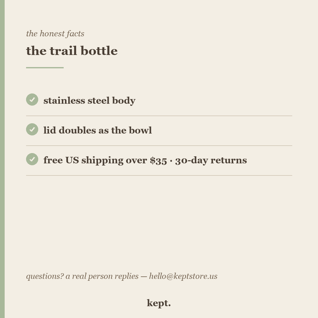 kept. trail bottle trust card