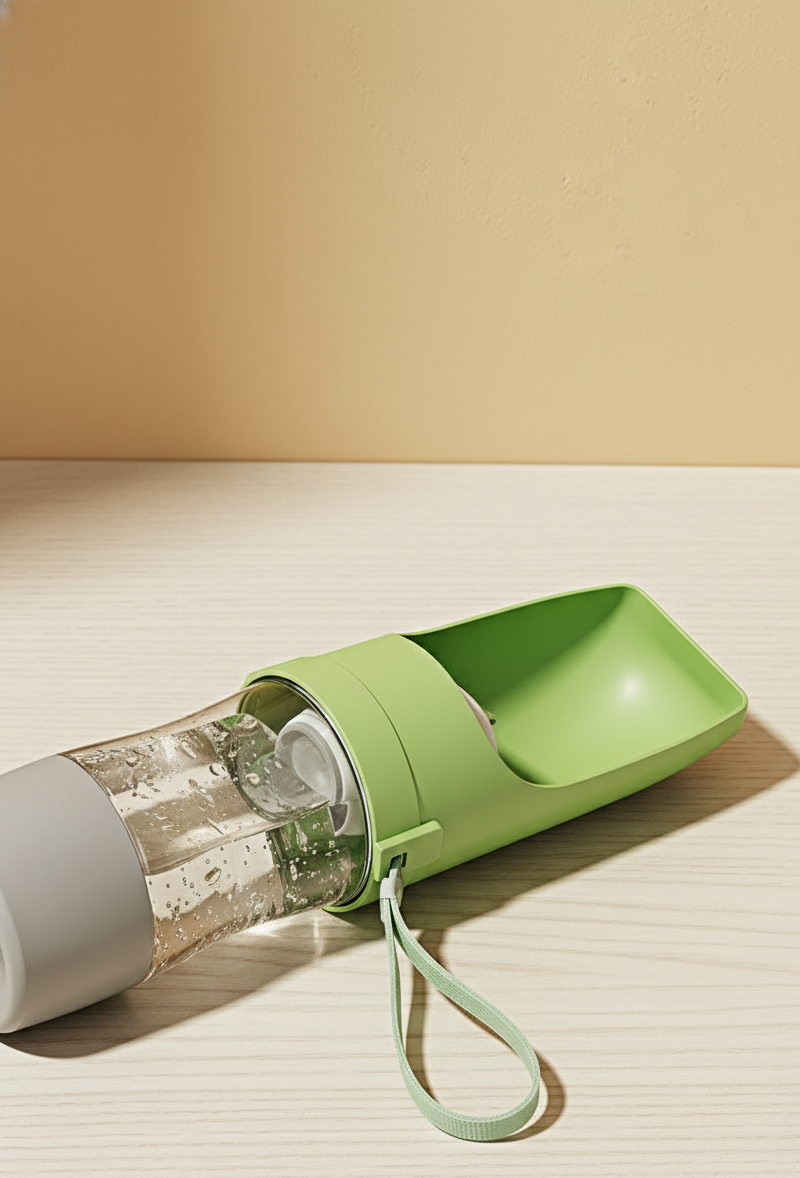 Water bottle detail — fold-out food cup and cap mechanism — kept.